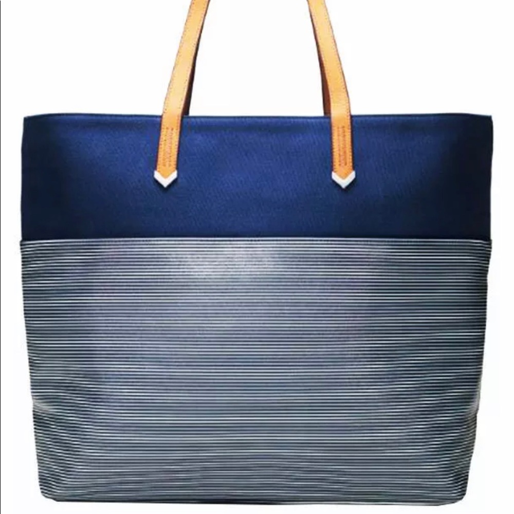 Stella and dot navy striped tote